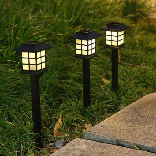 Classic Solar-Powered Yellow Garden Path Lights | Waterproof Outdoor Lantern Stakes - Image 3