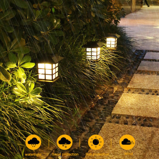Classic Solar-Powered Yellow Garden Path Lights | Waterproof Outdoor Lantern Stakes