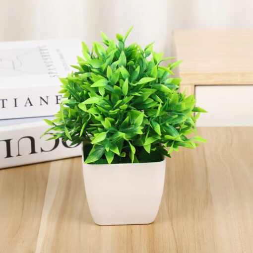 Dense Artificial Bushy Plant in White Pot | Home & Office Decor